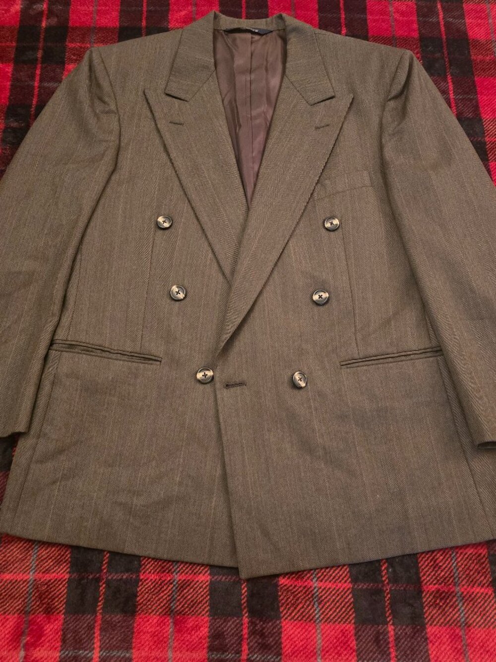 Vintage Burberrys Saks Fifth Avenue Double Breasted Wool Blazer Brown 40R